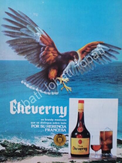 CARTEL ANTIGUO ORIGINAL DE VINOS. BRANDY CHEVERNY 1970s /525 25X17 CMS