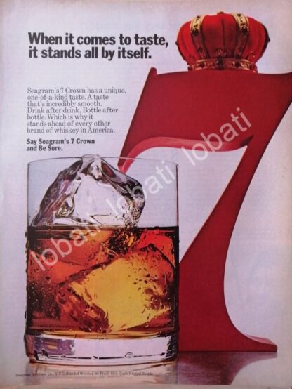 CARTEL ANTIGUO ORIGINAL DE VINOS. WHISKY SEVEN CROWN 1960s /521