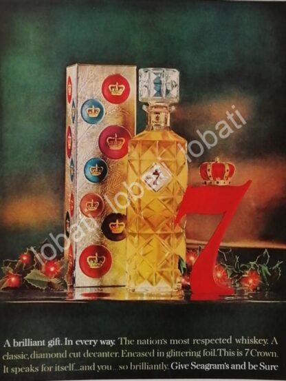 CARTEL ANTIGUO ORIGINAL DE VINOS. WHISKY SEVEN CROWN 1960s /517