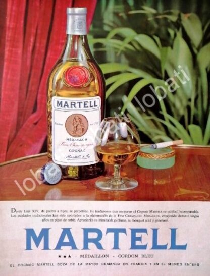 CARTEL ANTIGUO ORIGINAL DE COGNAC MARTELL 1965 FOTOGRAFIA DE BERGUGLIAN /507