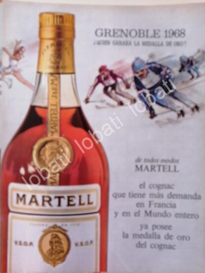 CARTEL ANTIGUO ORIGINAL DE COGNAC MARTELL Y OLIMPIADAS MEXICO 68 /502