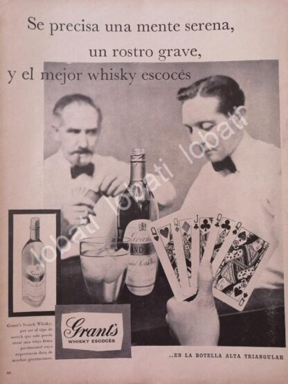 CARTEL ANTIGUO ORIGINAL DE VINOS. WHISKY GRANTS 1959 /595