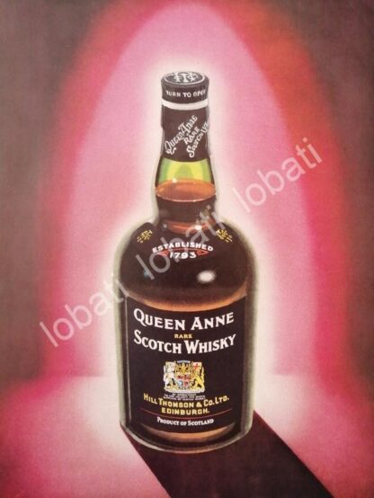 CARTEL ANTIGUO ORIGINAL DE VINOS. WHISKY QUEEN ANNE 1960s /594 MUY RARO