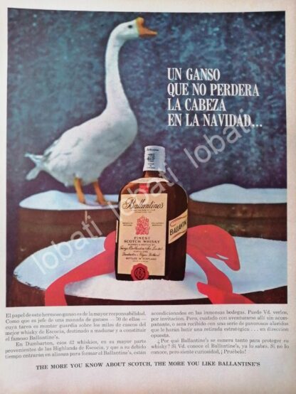 CARTEL ANTIGUO ORIGINAL DE VINOS WHISKY BALLANTINES 1960s /490