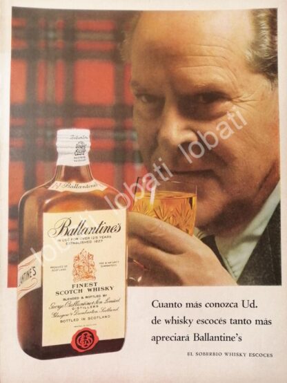 CARTEL ANTIGUO ORIGINAL DE VINOS WHISKY BALLANTINES 1960s /489