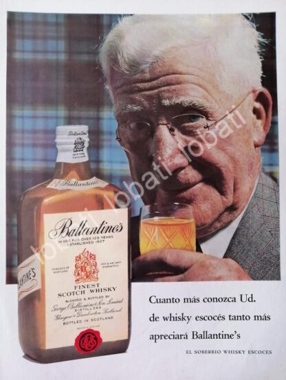 CARTEL ANTIGUO ORIGINAL DE VINOS WHISKY BALLANTINES 1960s /488