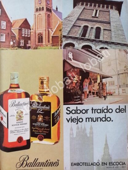 CARTEL ANTIGUO ORIGINAL DE VINOS WHISKY BALLANTINES 1970s /487