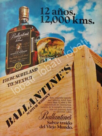 CARTEL ANTIGUO ORIGINAL DE VINOS WHISKY BALLANTINES 1970s /486