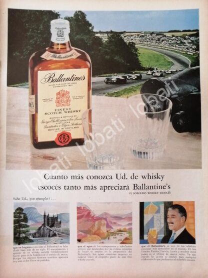 CARTEL ANTIGUO ORIGINAL DE VINOS WHISKY BALLANTINES 1950s /485