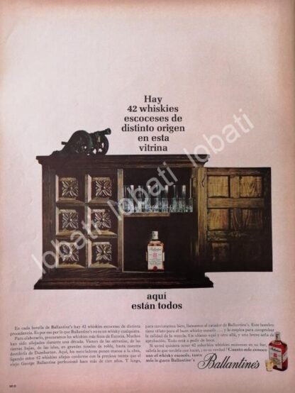 CARTEL ANTIGUO ORIGINAL DE VINOS WHISKY BALLANTINES 1950s /483