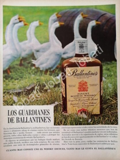 CARTEL ANTIGUO ORIGINAL DE VINOS WHISKY BALLANTINES 1950s /482