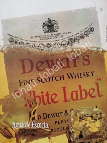 CARTEL ANTIGUO ORIGINAL DE VINOS. WHISKY DEWARS 1980s /593