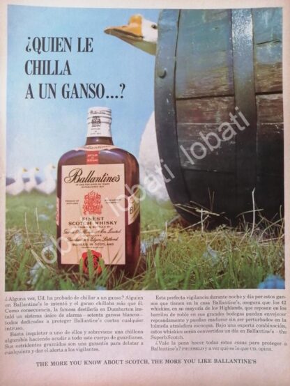 CARTEL ANTIGUO ORIGINAL DE VINOS WHISKY BALLANTINES 1950s /481