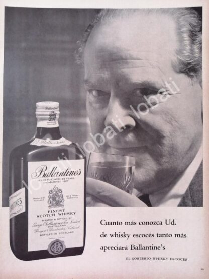 CARTEL ANTIGUO ORIGINAL DE VINOS WHISKY BALLANTINES 1950s /467