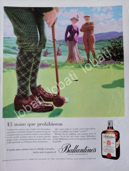 CARTEL ANTIGUO ORIGINAL DE VINOS WHISKY BALLANTINES 1950s /479