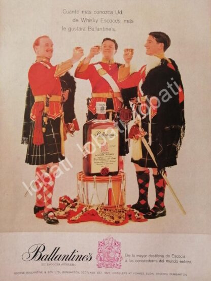 CARTEL ANTIGUO ORIGINAL DE VINOS WHISKY BALLANTINES 1950s /469