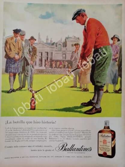 CARTEL ANTIGUO ORIGINAL DE VINOS WHISKY BALLANTINES 1950s /478