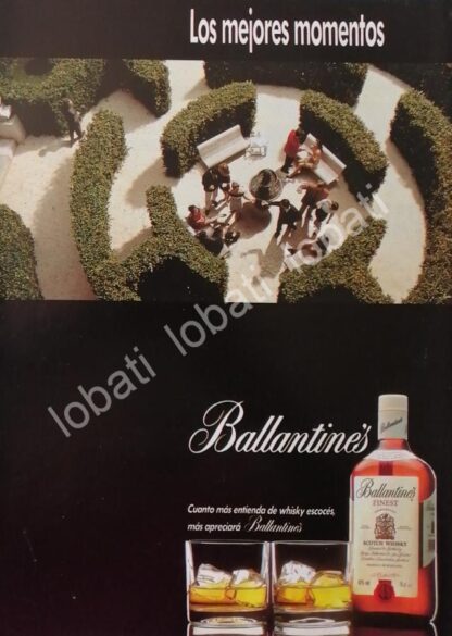 CARTEL ANTIGUO ORIGINAL DE VINOS WHISKY BALLANTINES 1980s /475