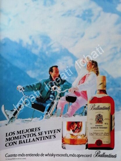 CARTEL ANTIGUO ORIGINAL DE VINOS WHISKY BALLANTINES 1980s /474