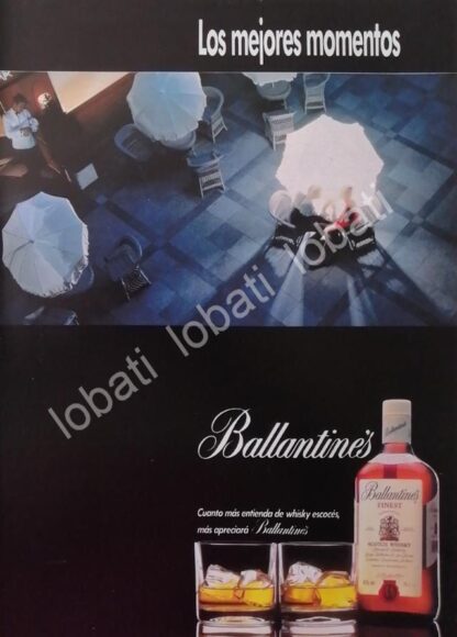 CARTEL ANTIGUO ORIGINAL DE VINOS WHISKY BALLANTINES 1980s /473