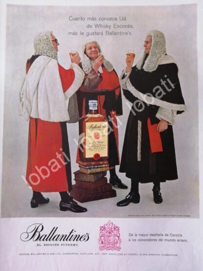 CARTEL ANTIGUO ORIGINAL DE VINOS WHISKY BALLANTINES 1950s /468