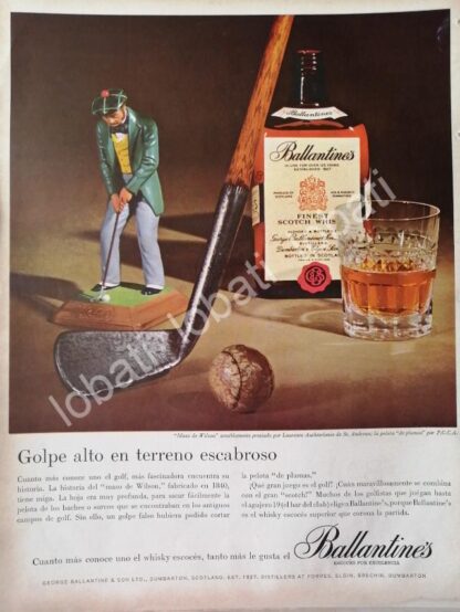 CARTEL ANTIGUO ORIGINAL DE VINOS WHISKY BALLANTINES 1950s /468