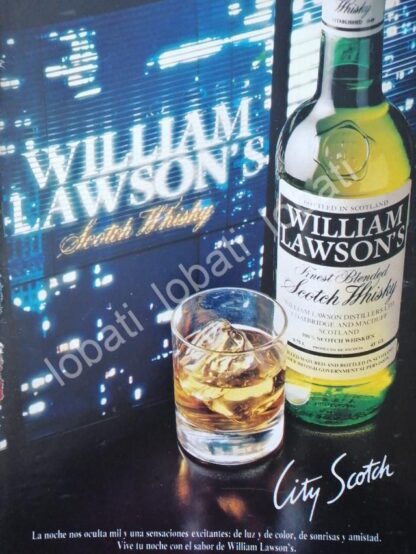 CARTEL ANTIGUO ORIGINAL DE VINOS. WHISKY WILLIAM LAWSONS 1980s /591