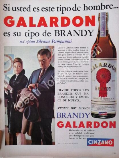 CARTEL ANTIGUO ORIGINAL DE SILVANA PAMPANINI Y VINOS GALARDON CINZANO 1960s /415 FEP