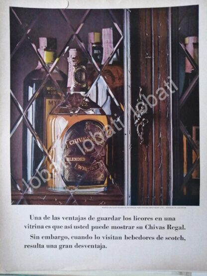 CARTEL ANTIGUO ORIGINAL DE VINOS WHISKY CHIVAS REGAL 1960s /411