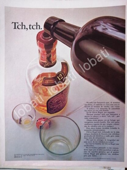 CARTEL ANTIGUO ORIGINAL DE VINOS WHISKY CHIVAS REGAL 12 AÑOS 1960s /410