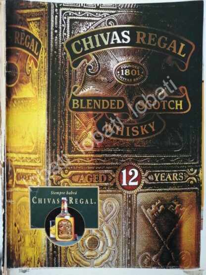 CARTEL ANTIGUO ORIGINAL DE VINOS WHISKY CHIVAS REGAL 12 AÑOS 1980s /409