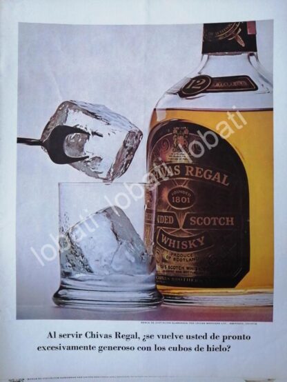 CARTEL ANTIGUO ORIGINAL DE VINOS WHISKY CHIVAS REGAL 1960s /408