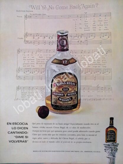 CARTEL ANTIGUO ORIGINAL DE VINOS WHISKY CHIVAS REGAL 1960s /406