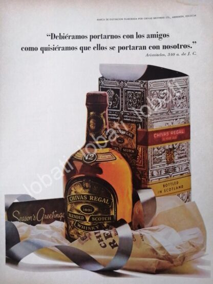 CARTEL ANTIGUO ORIGINAL DE VINOS WHISKY CHIVAS REGAL 1960s /404