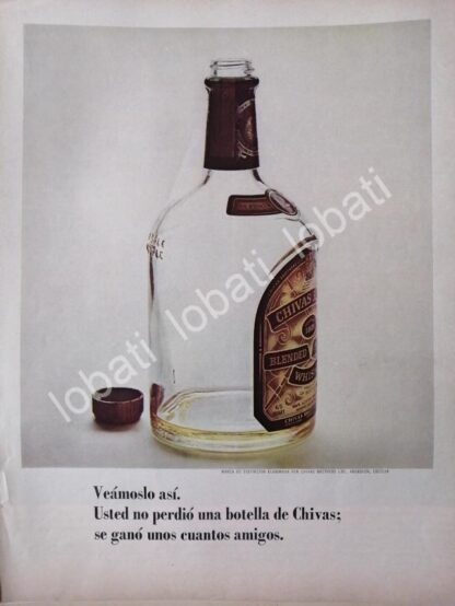 CARTEL ANTIGUO ORIGINAL DE VINOS WHISKY CHIVAS REGAL 1960s /389