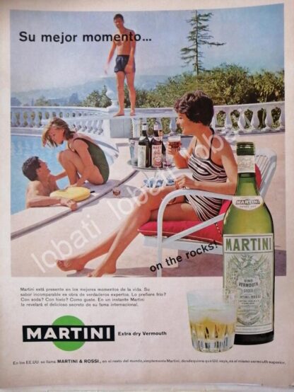 CARTEL ANTIGUO ORIGINAL DE VINOS MARTINI VERMOUTH 1960s /384