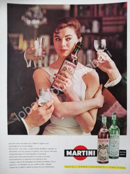 CARTEL ANTIGUO ORIGINAL DE VINOS MARTINI VERMOUTH 1960s /375