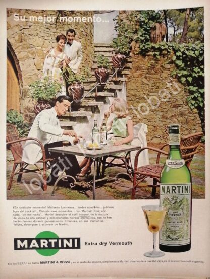 CARTEL ANTIGUO ORIGINAL DE VINOS MARTINI VERMOUTH 1950s /372