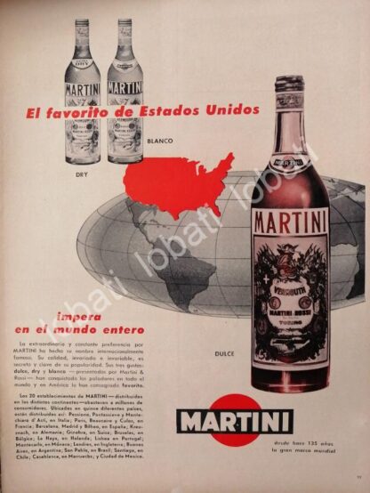 CARTEL ANTIGUO ORIGINAL DE VINOS MARTINI VERMOUTH 1950s /371