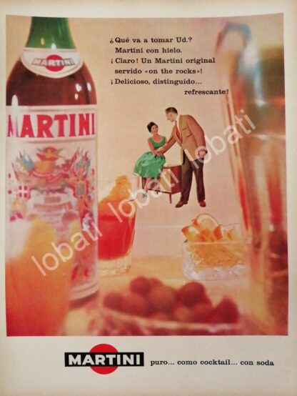 CARTEL ANTIGUO ORIGINAL DE VINOS MARTINI VERMOUTH 1960s /368