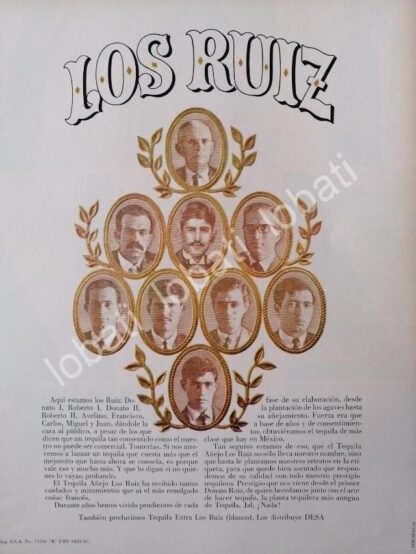 CARTEL ANTIGUO ORIGINAL DE TEQUILA LOS RUIZ 1967 /358 /RARO