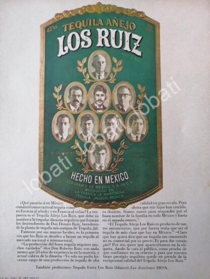 CARTEL ANTIGUO ORIGINAL DE TEQUILA LOS RUIZ 1967 /357 /RARO