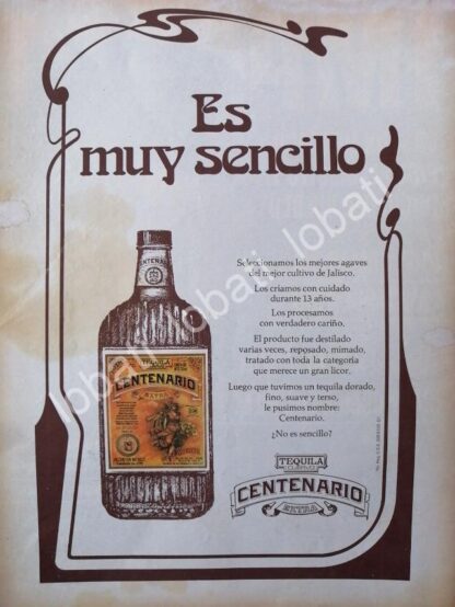 CARTEL ANTIGUO ORIGINAL DE TEQUILA CUERVO CENTENARIO 1977 /357 /RARO