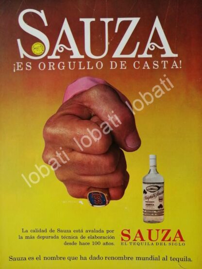 CARTEL ANTIGUO ORIGINAL DE TEQUILA SAUZA 100 ANIVERSARIO /V347