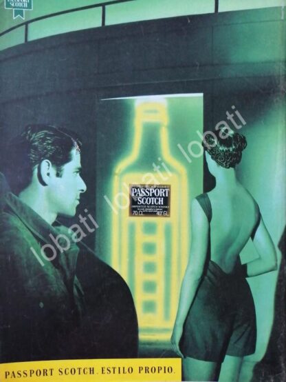 CARTEL ANTIGUO ORIGINAL DE VINOS. WHISKY PASSPORT SCOTCH 1980s /580 /RARO