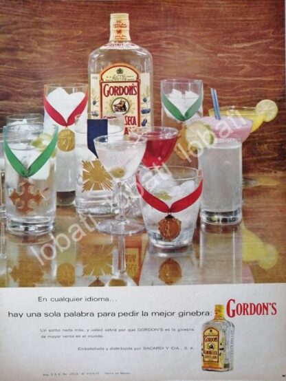 CARTEL ANTIGUO ORIGINAL DE GINEBRA GORDONS 1967 /V339