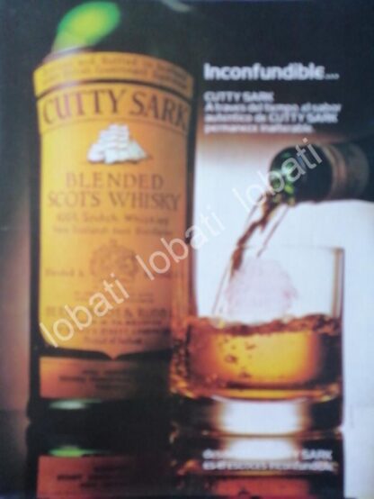 CARTEL ANTIGUO ORIGINAL DE VINOS. WHISKY CUTTY SARK 1980s /579