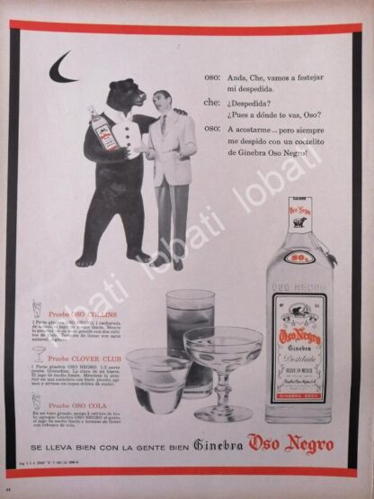 CARTEL ANTIGUO ORIGINAL DE JORGE EL CHE REYES Y GINEBRA OSO NEGRO 1960 /V330