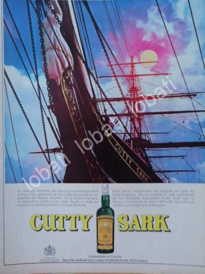 CARTEL ANTIGUO ORIGINAL DE VINOS. WHISKY CUTTY SARK 1960s /578