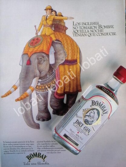 CARTEL ANTIGUO ORIGINAL DE GINEBRA BOMBAY 1980s /V320